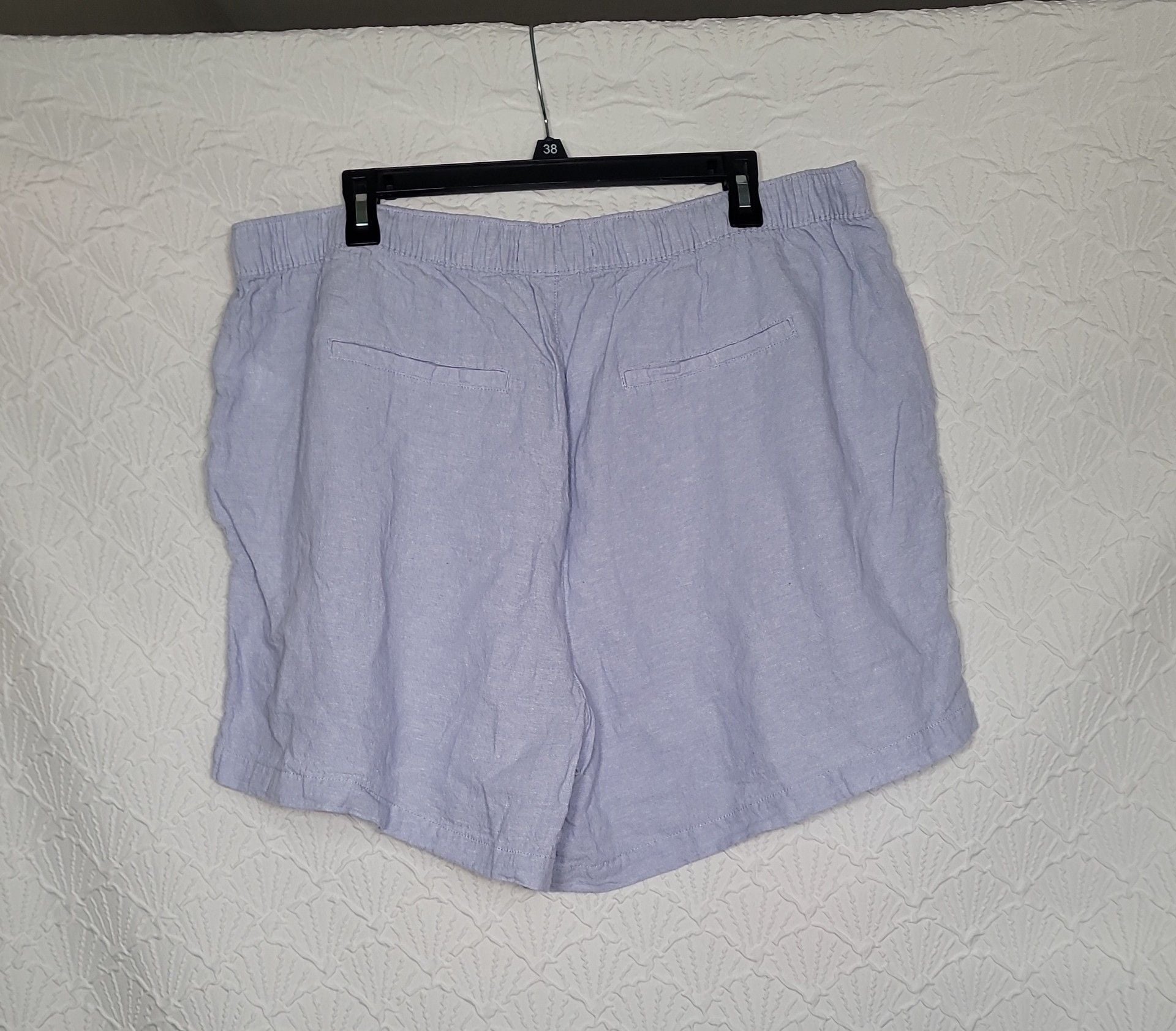 Tahari Linen Shorts Size 2X Purple Drawstring Pockets 4