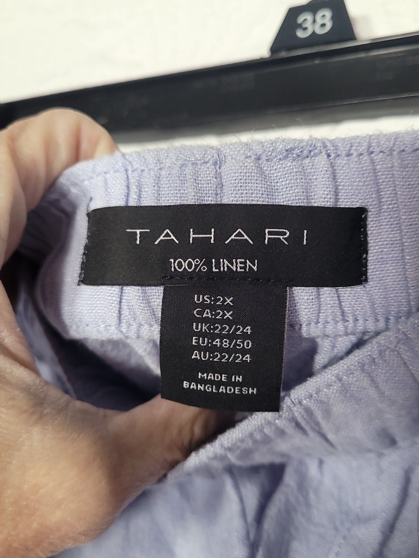 Tahari Linen Shorts Size 2X Purple Drawstring Pockets 3