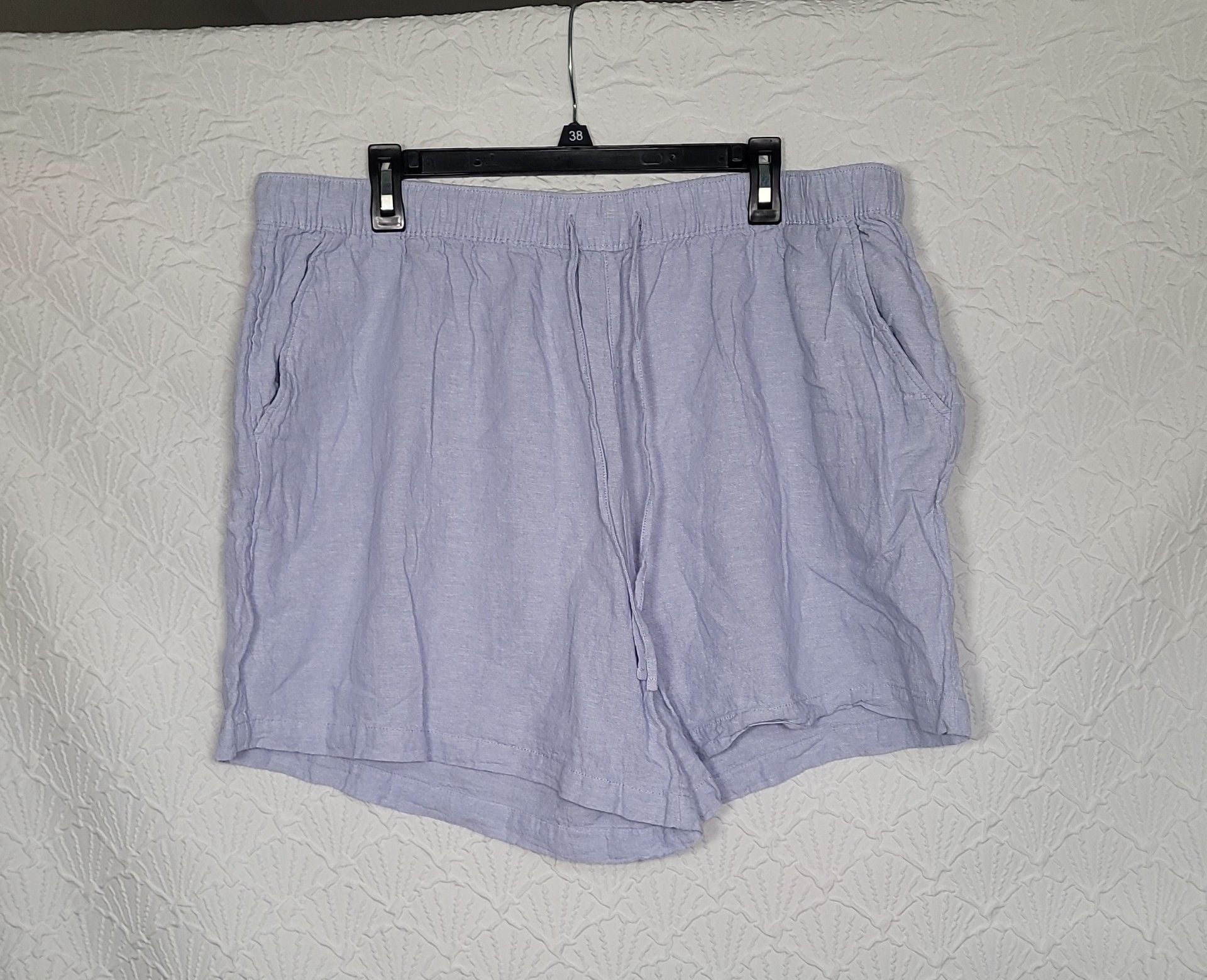 Tahari Linen Shorts Size 2X Purple Drawstring Pockets 2