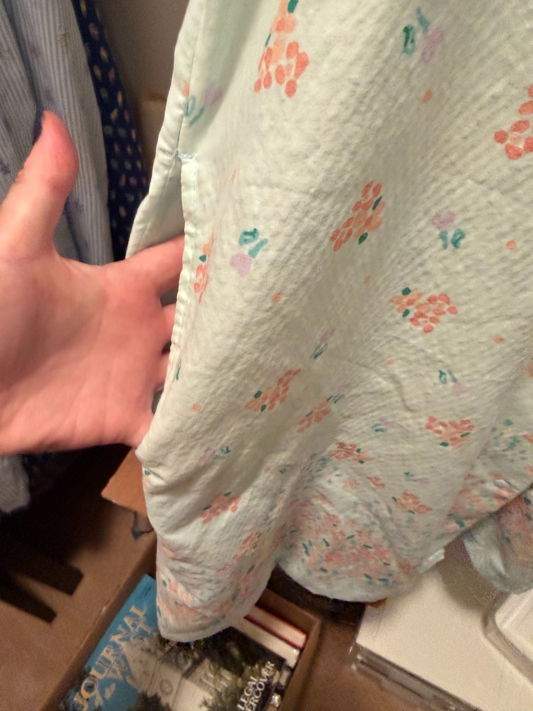 GS Floral House Dress Size XL Snap Front Seersucker 3
