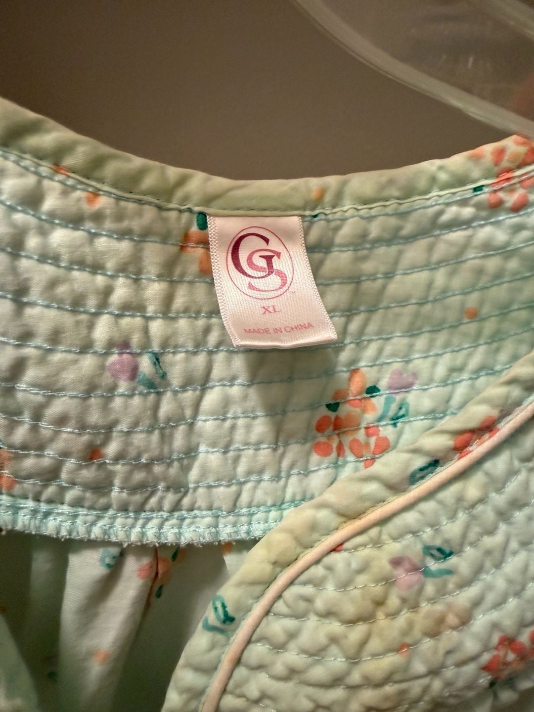 GS Floral House Dress Size XL Snap Front Seersucker 5