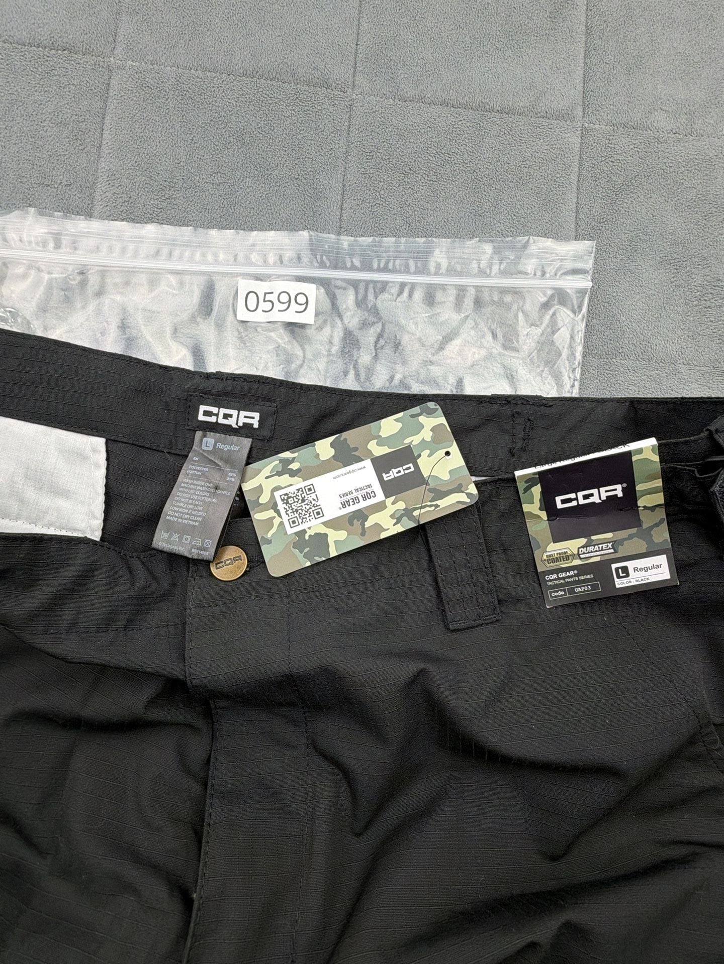 CQR Tactical Pants Size L Regular Black Cargo Work Uniform NWT 10
