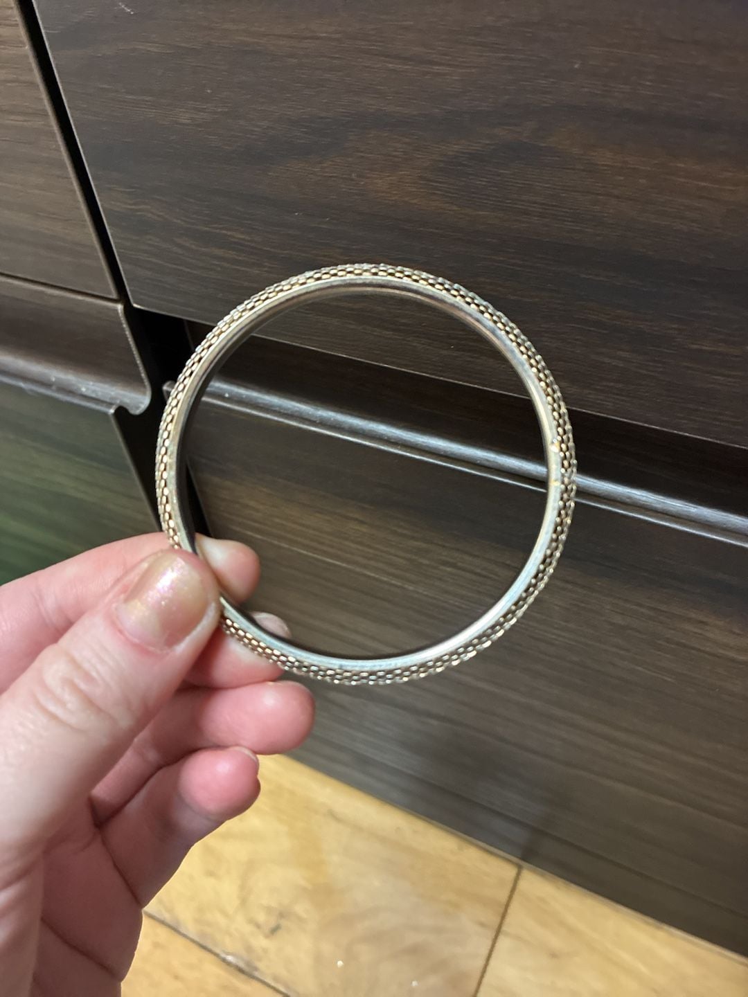 Vintage 1980s Gold Tone Mesh Bangle Bracelet Textured Popcorn Chain Style 3