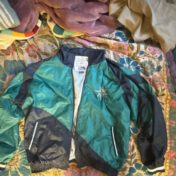 Pro Player Seattle Mariners Jacket Size XGD/ XL Green Blue Windbreaker