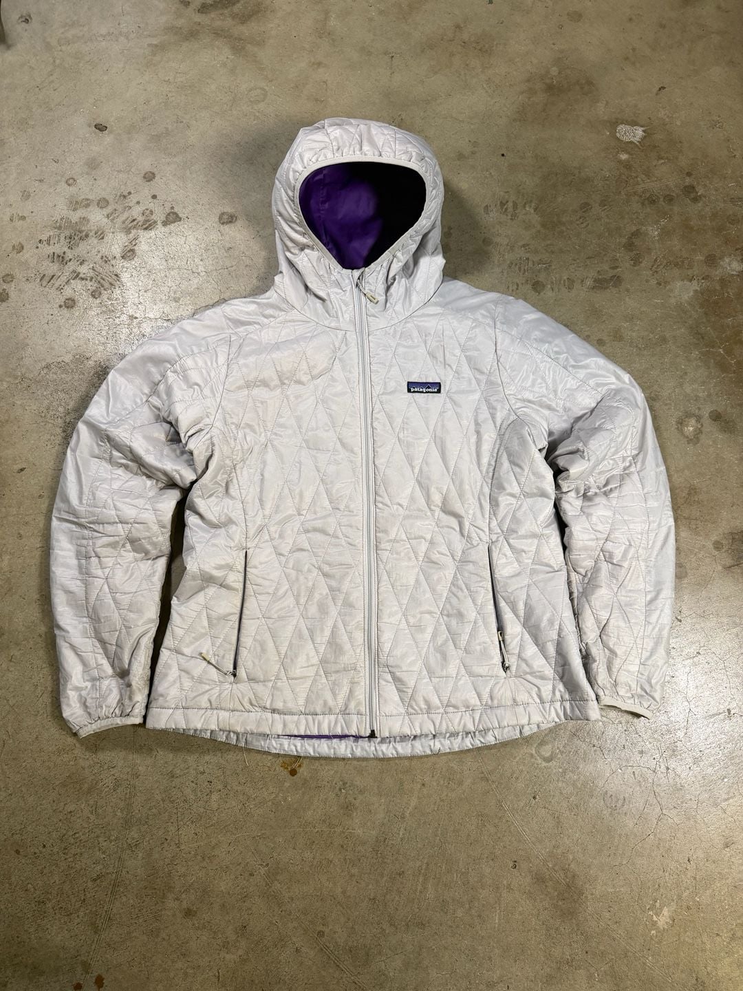 Patagonia Nano Puff Hoody Size L Gray Purple Quilted Jacket - women’s 2