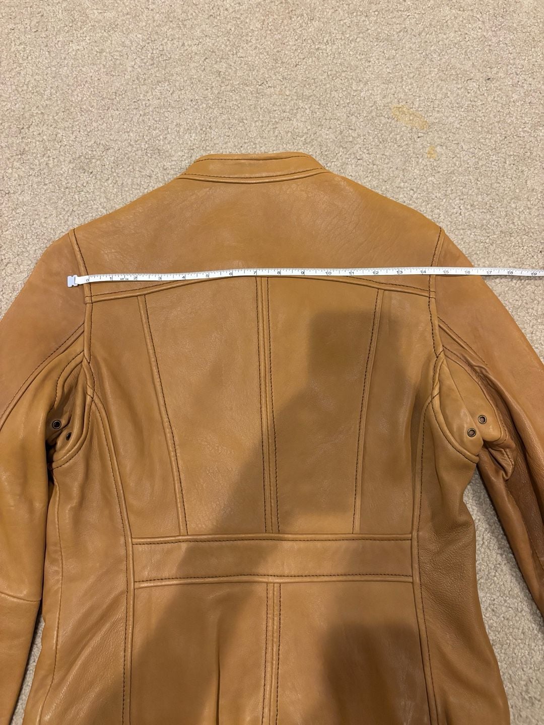 MICHAEL Michael Kors 100% Genuine Leather Moto Jacket Size Medium Cognac Tan 10