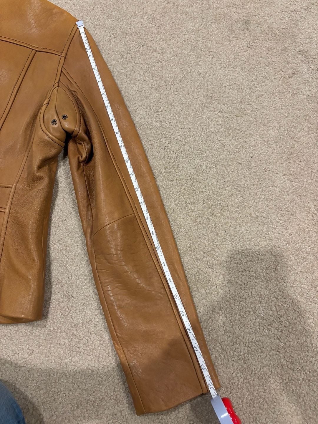 MICHAEL Michael Kors 100% Genuine Leather Moto Jacket Size Medium Cognac Tan 11