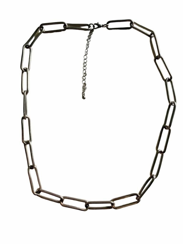 Silver Paperclip Link Chain Necklace 2