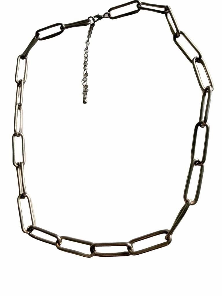 Silver Paperclip Link Chain Necklace 5