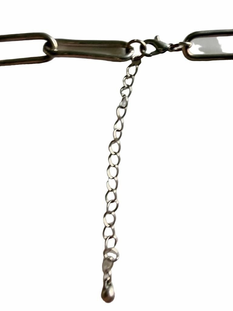 Silver Paperclip Link Chain Necklace 4