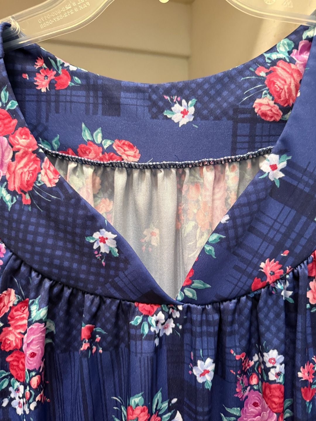 Casual Nights Short Sleeve Muumuu Lounger Dress Navy Floral 3