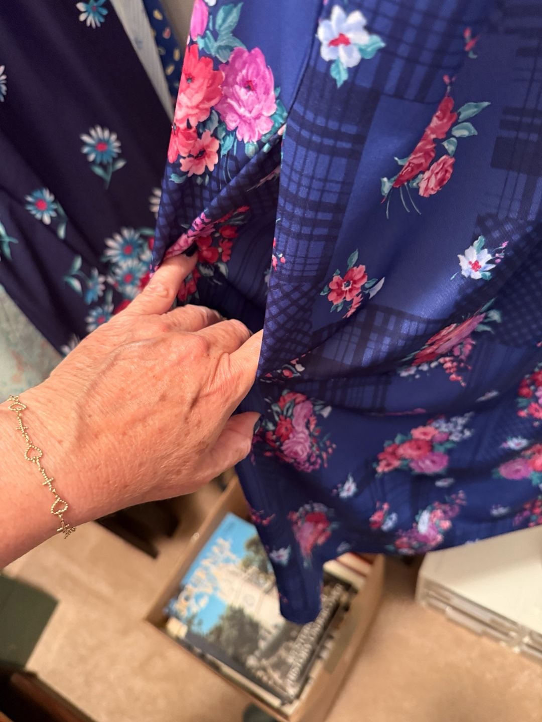 Casual Nights Short Sleeve Muumuu Lounger Dress Navy Floral 6