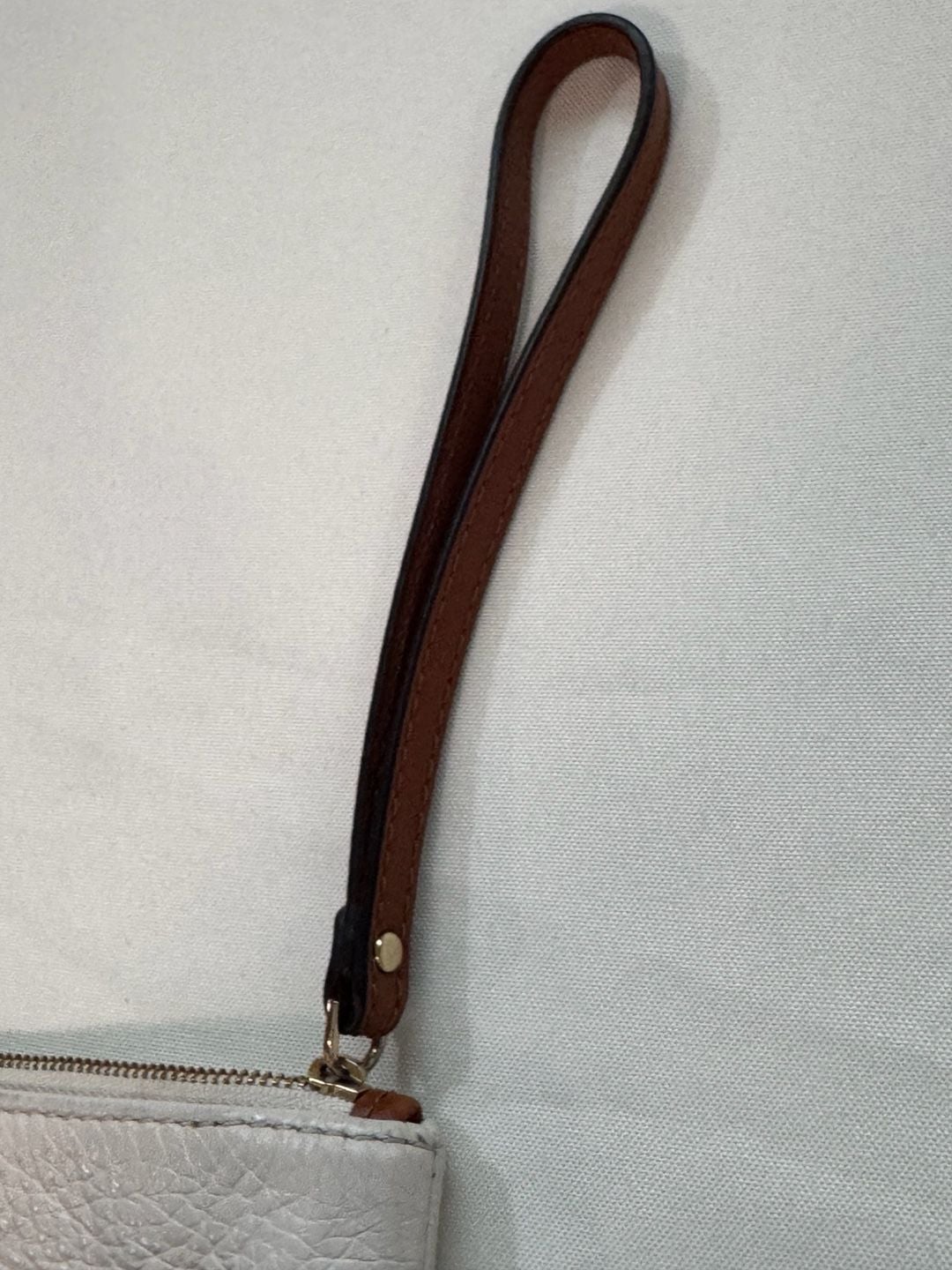 Michael Kors Signature Logo Brown White Leather Wristlet Clutch 5