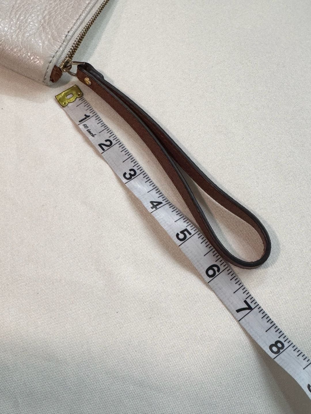 Michael Kors Signature Logo Brown White Leather Wristlet Clutch 9