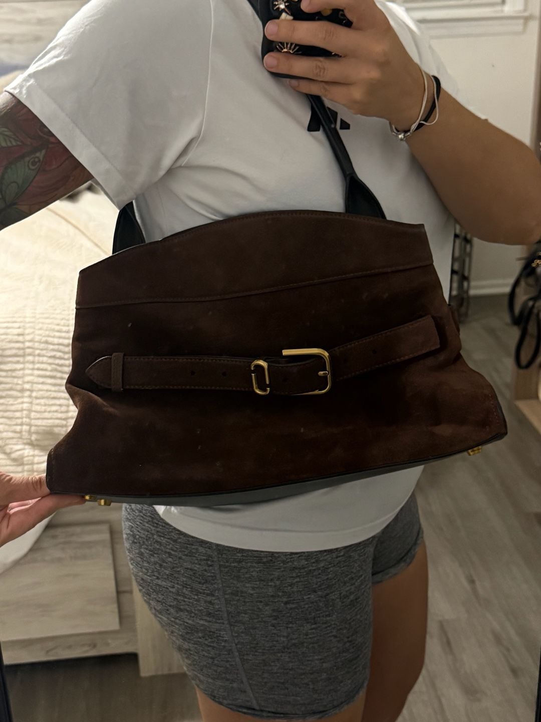 Marc Jacobs The Dakota Suede Satchel Brown Shoulder Bag 14