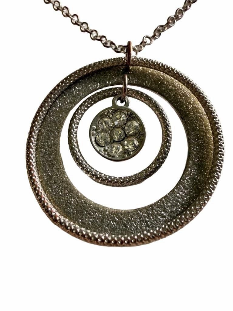 Triple Circle Rhinestone Pendant Necklace 3