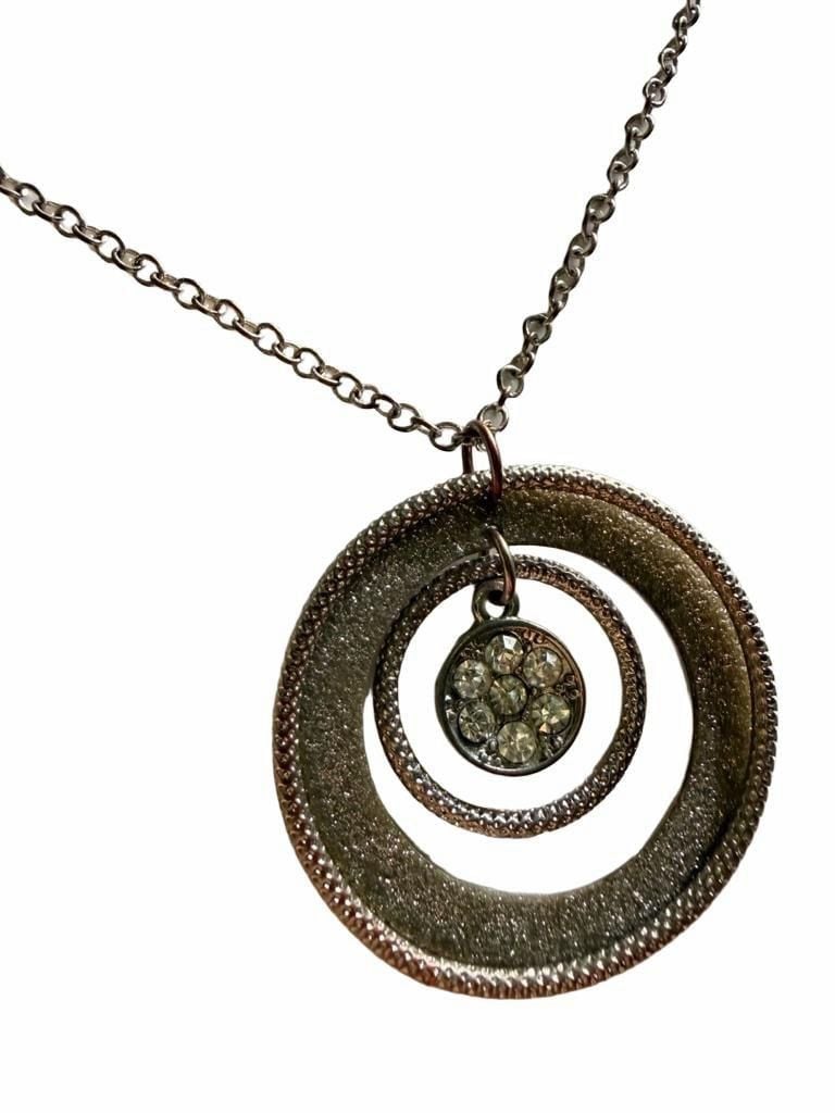 Triple Circle Rhinestone Pendant Necklace 4