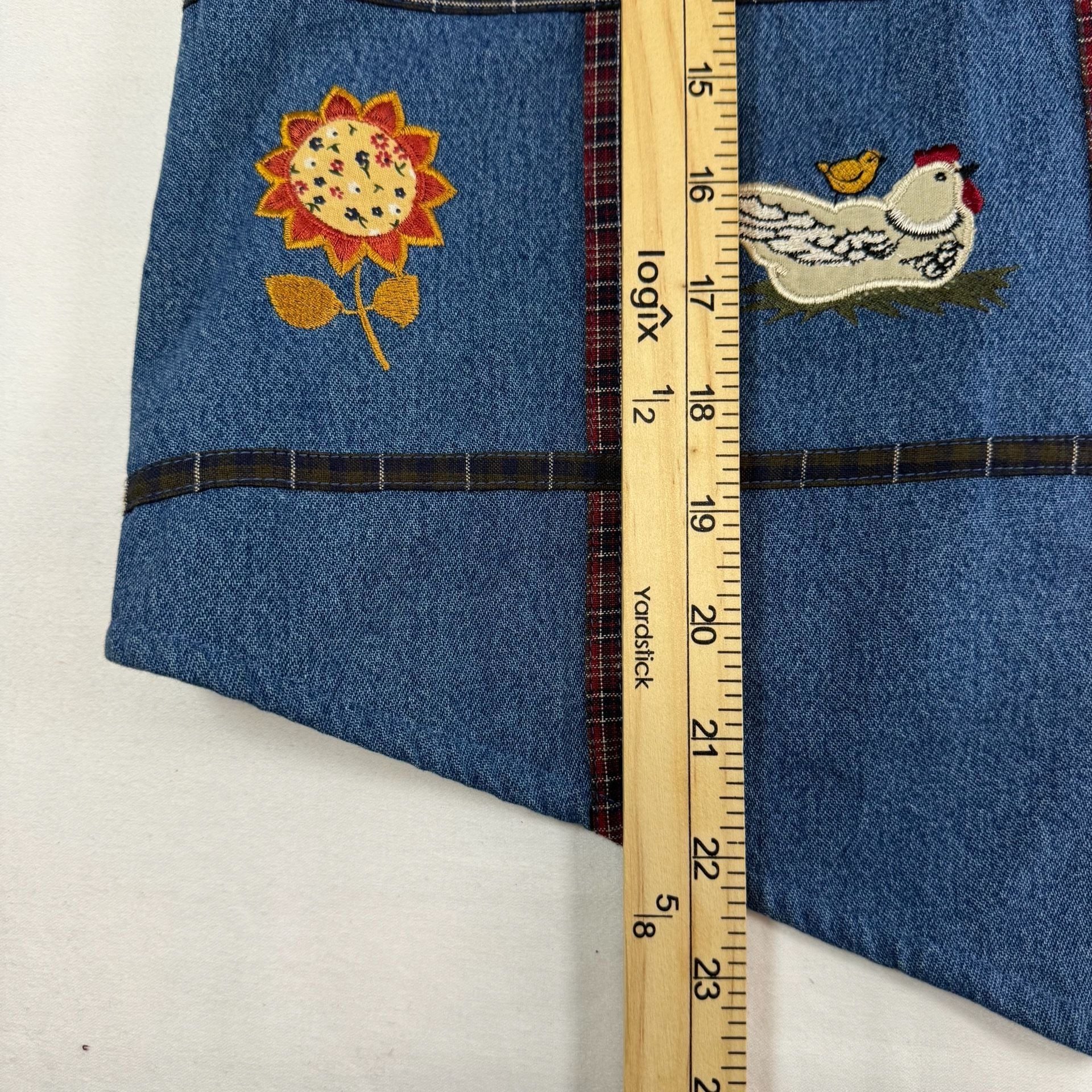 NWT vintage Bobbie Brooks Embroidered cottagecore farm teacher Denim Vest M  7