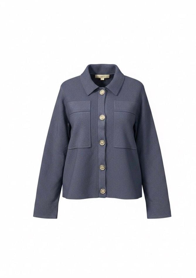 LOFT Navy Blue Petite Knit Button-Front Jacket – Women’s XLP 2