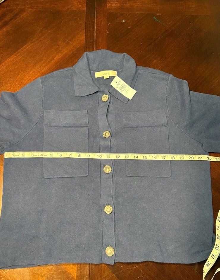 LOFT Navy Blue Petite Knit Button-Front Jacket – Women’s XLP 4