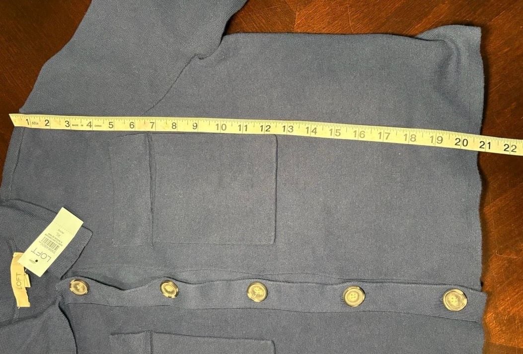 LOFT Navy Blue Petite Knit Button-Front Jacket – Women’s XLP 5