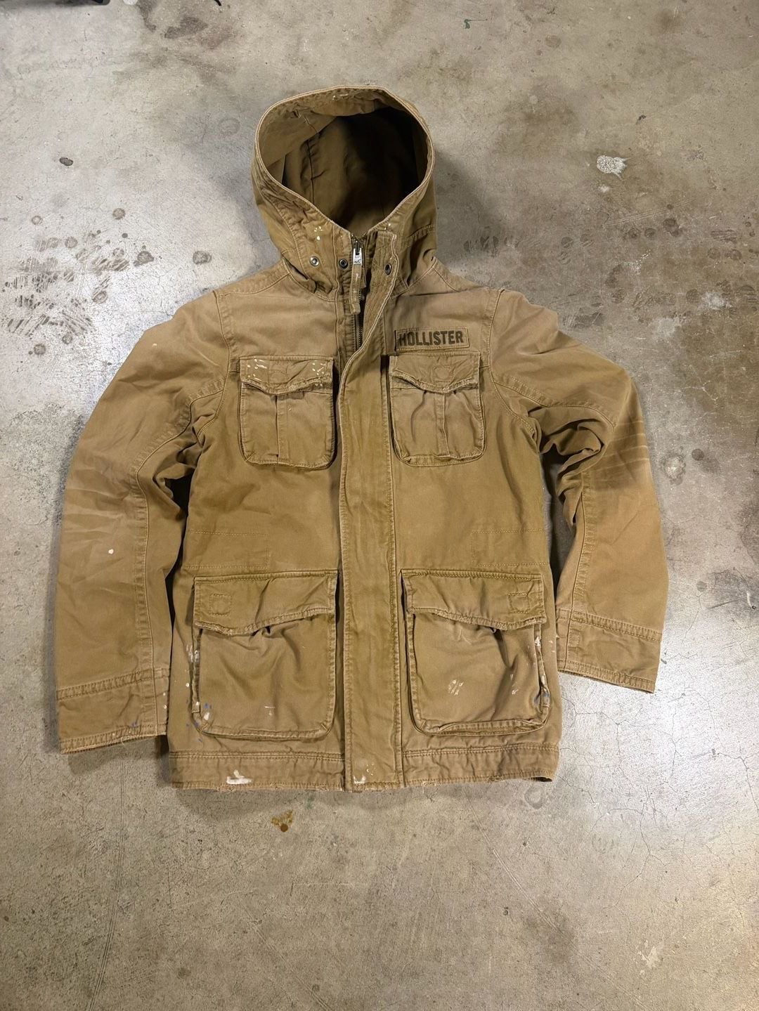 Hollister Imperial Beach Jacket Size S Brown Canvas Utility Hooded 2