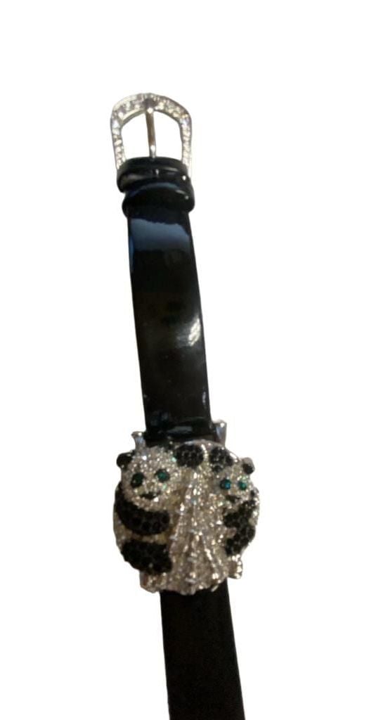 Victoria Wieck Crystal Panda Bear Quartz Watch Black wrist band green eyes 4