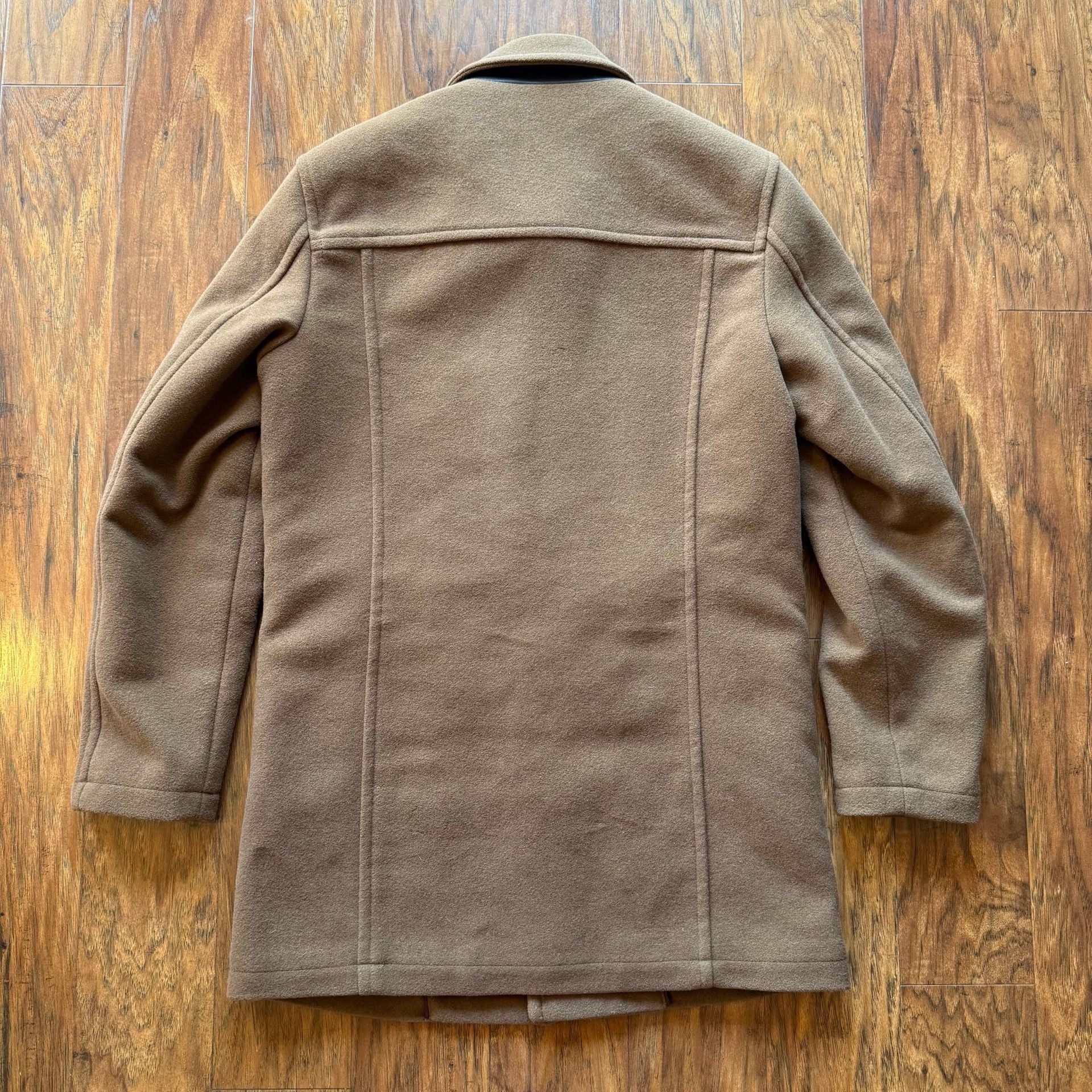 Cole Haan Signature Men’s Wool Blend Car Coat Camel Tan Jacket Quilt Lined Small 3