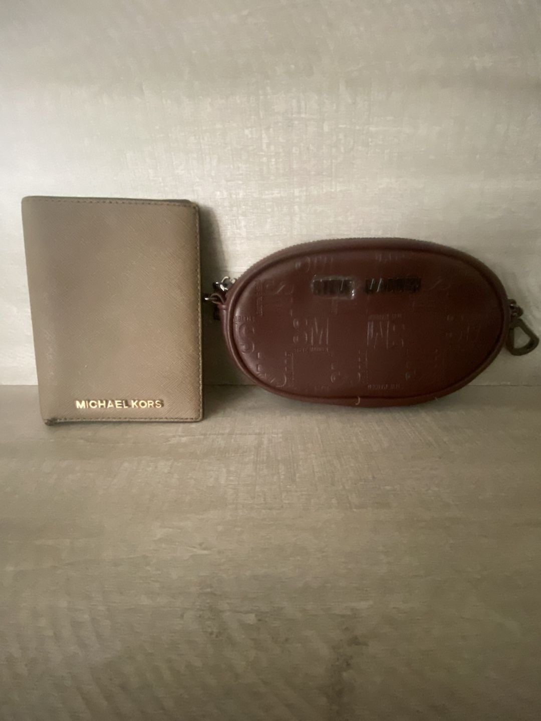 Michael Kors Saffiano Leather Card Holder Wallet Taupe + Steve Madden Coin Purse 1