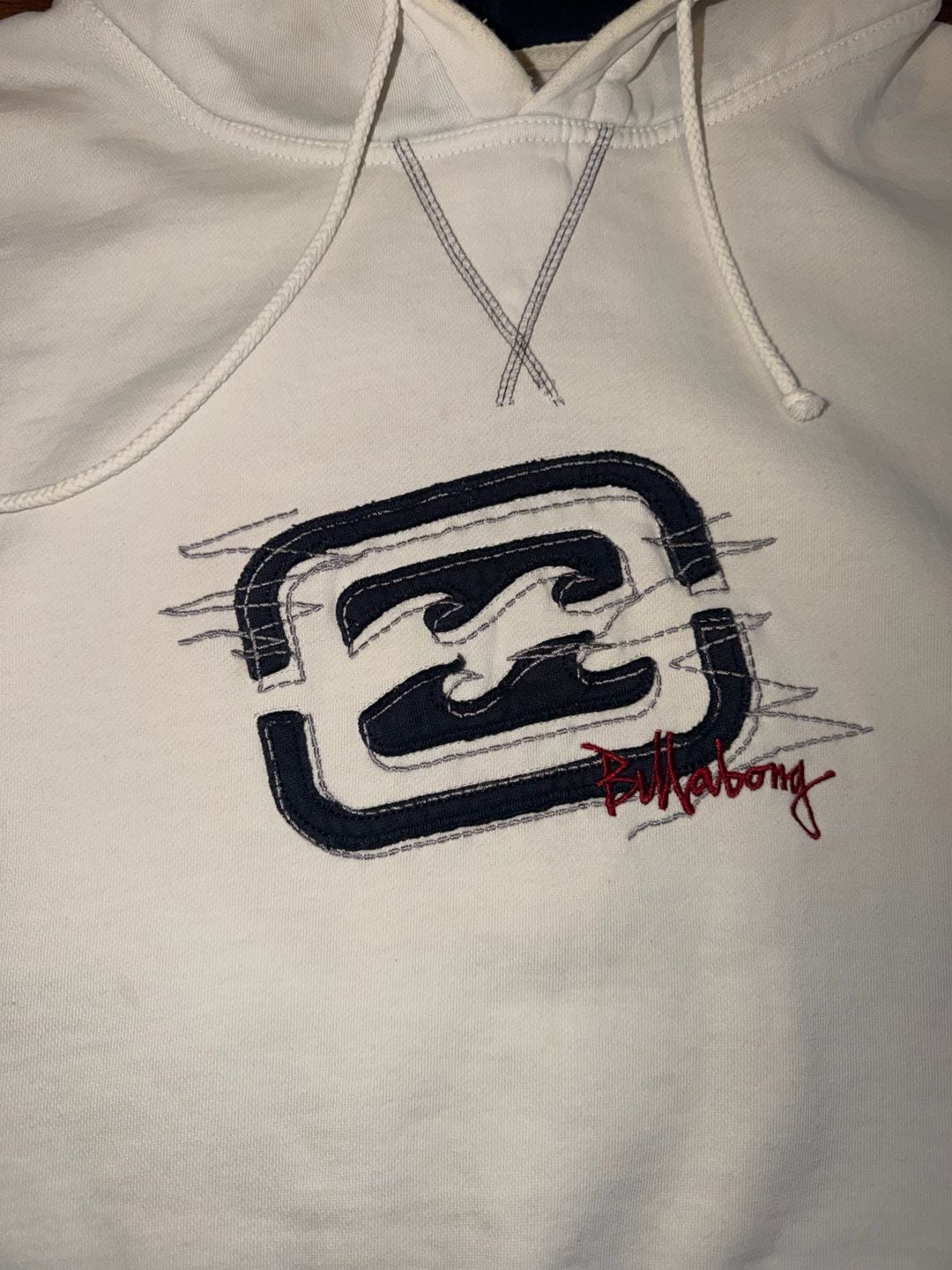 Billabong Vintage Y2K Embroidered Logo Pullover Hoodie White 6