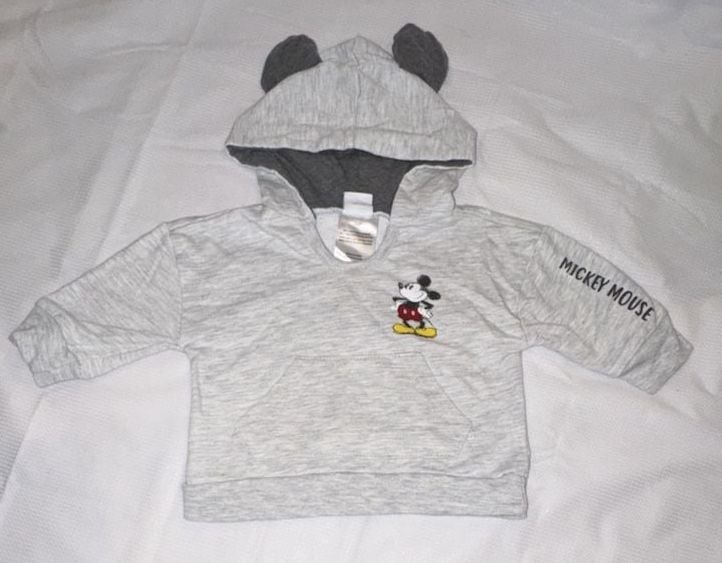 Disney Baby Mickey Mouse Gray Hoodie Sweatshirt 3-6 Months 1