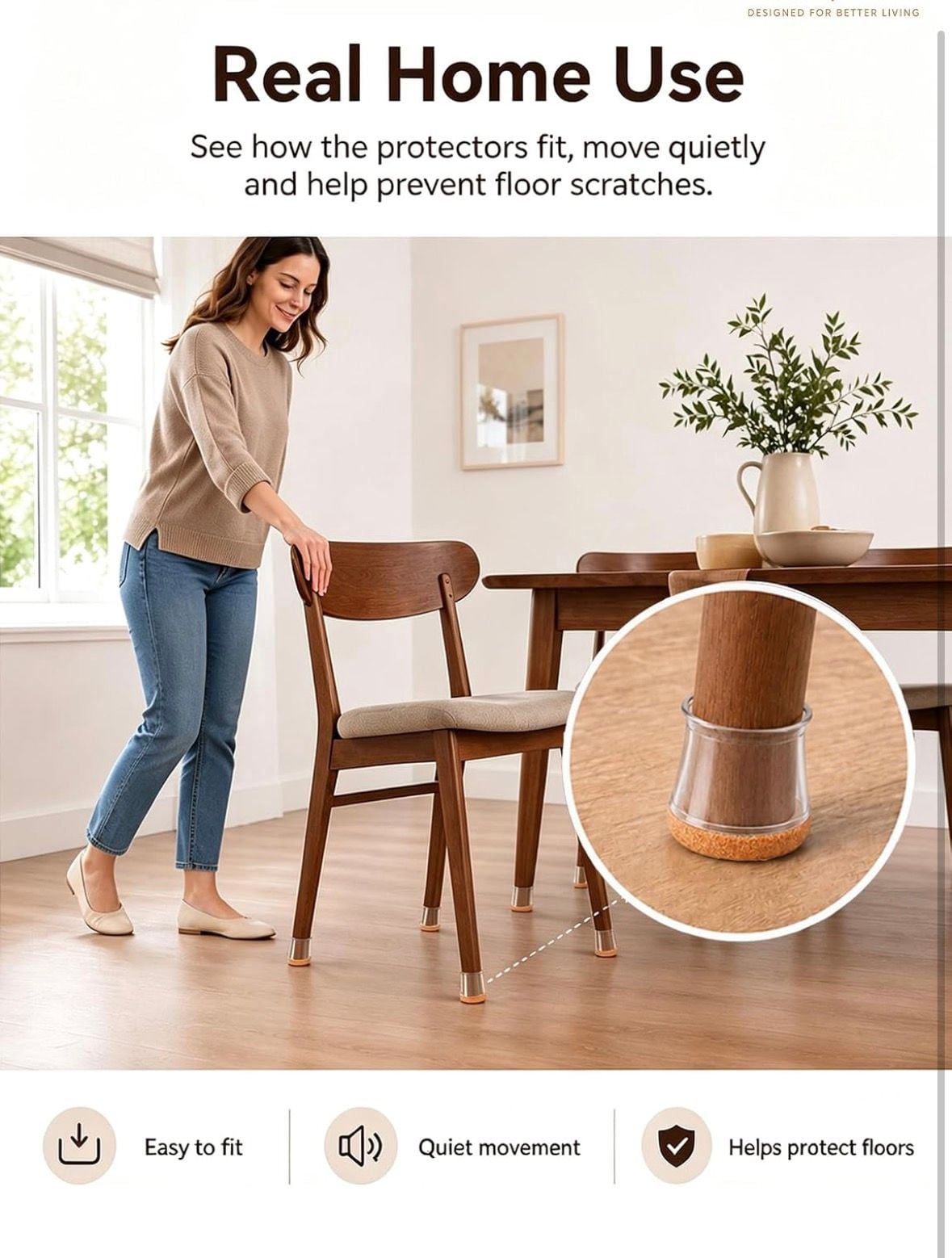 Silicone Chair Leg Floor Protectors 32 Pack 6