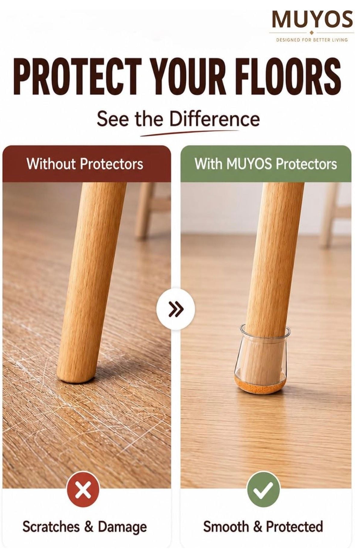 Silicone Chair Leg Floor Protectors 32 Pack 7