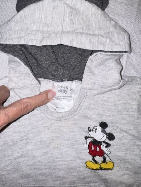 Disney Baby Mickey Mouse Gray Hoodie Sweatshirt 3-6 Months 4