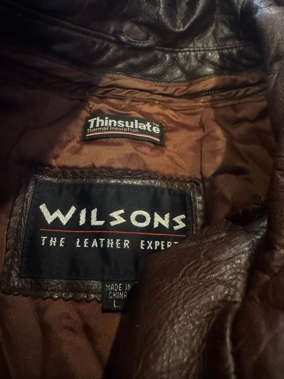 Vintage Wilsons Leather Jacket Size L Brown Thinsulate Belted Leather Coat 3