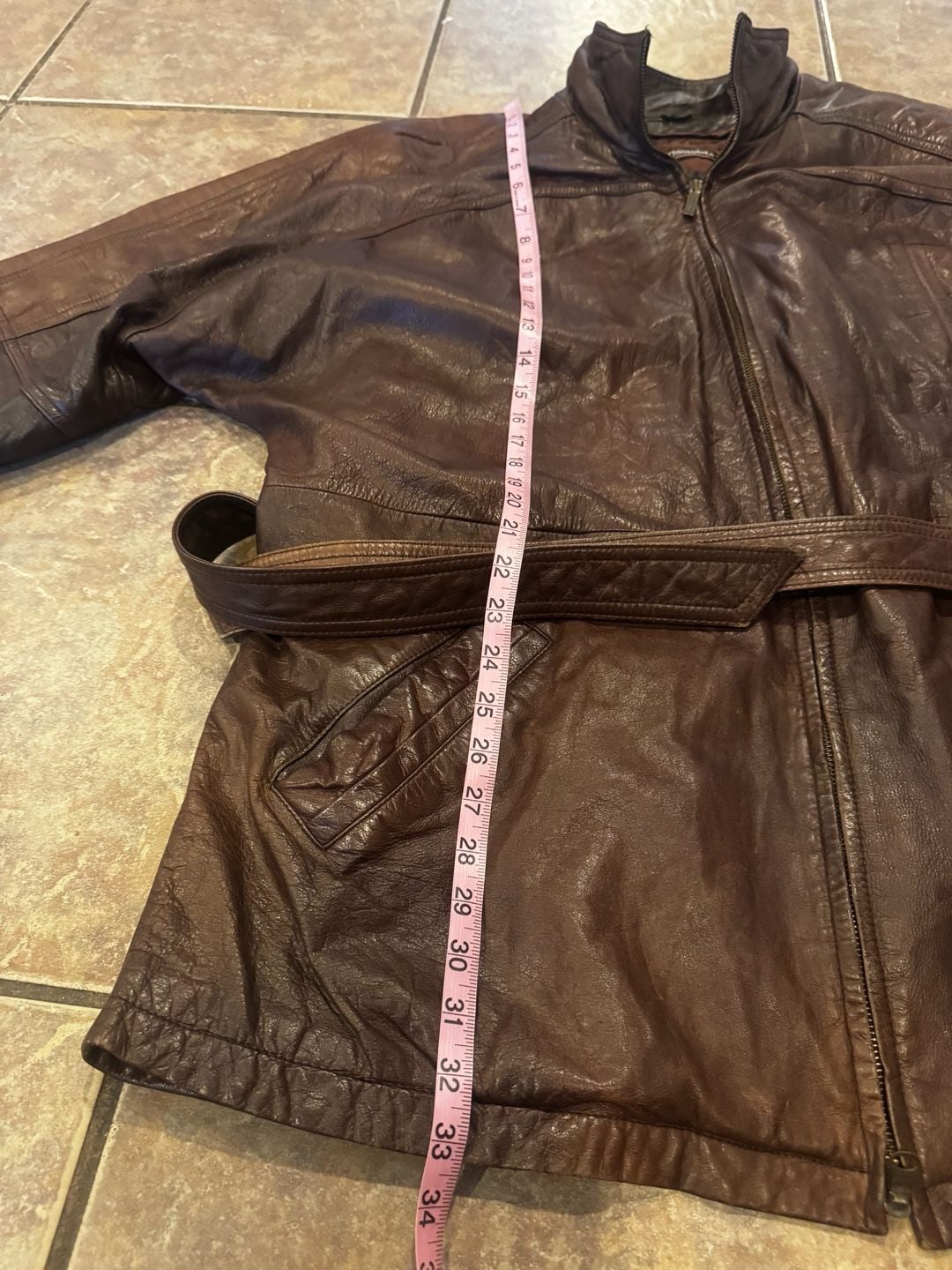 Vintage Wilsons Leather Jacket Size L Brown Thinsulate Belted Leather Coat 5