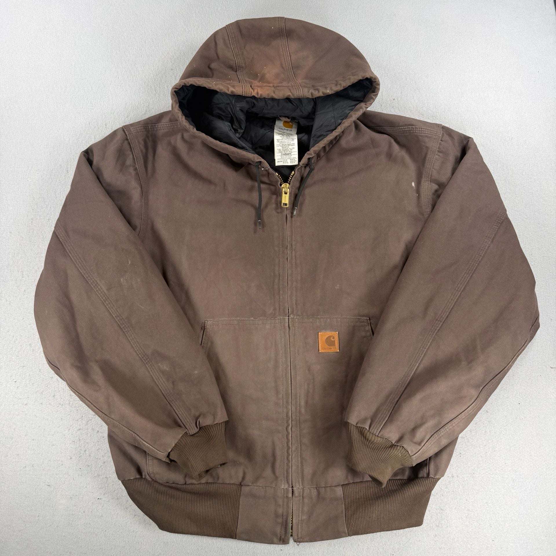 VTG Carhartt Active Jacket Brown Quilted Lined large 8