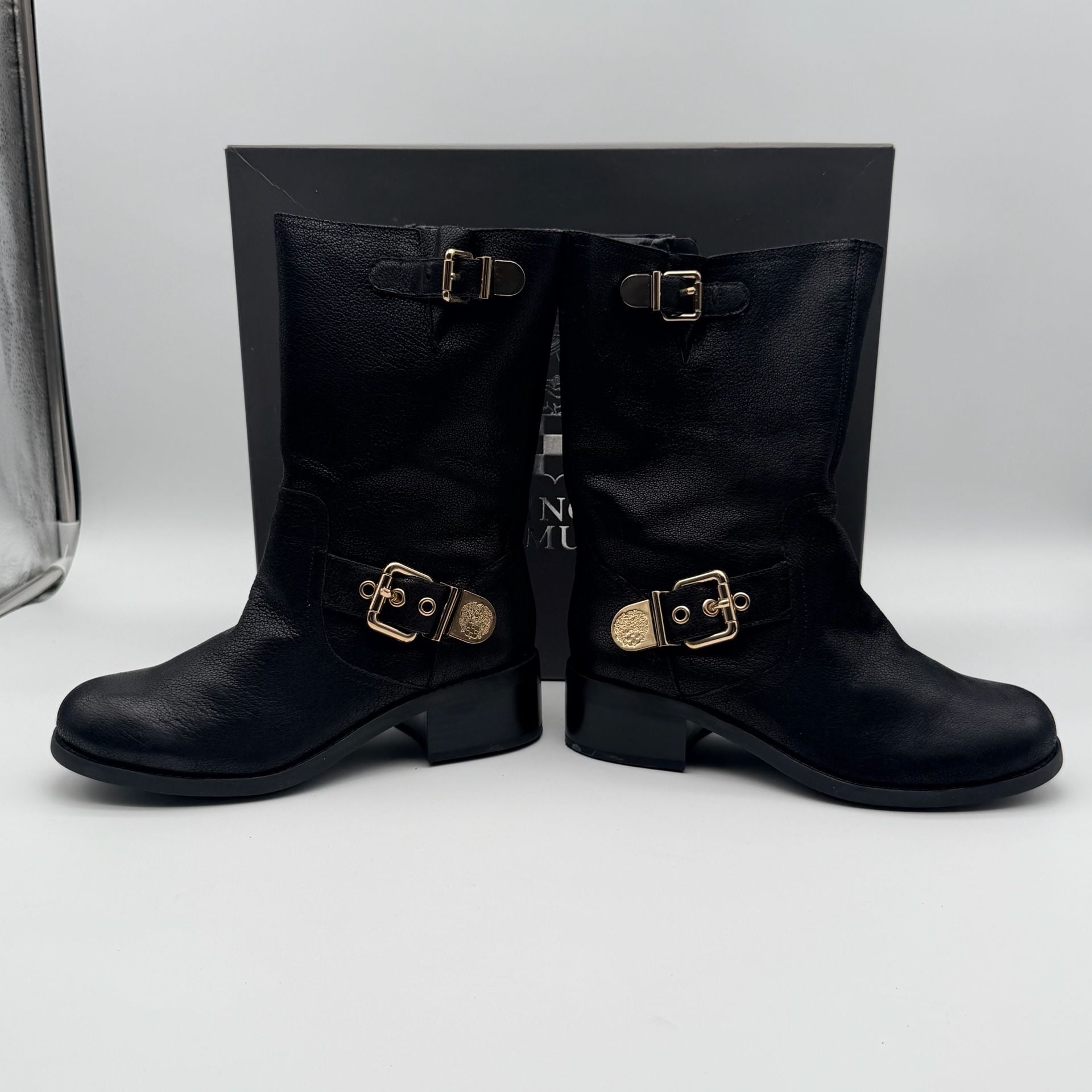 Vince Camuto Winchell Moto Boots Size 6.5M Black Leather 2