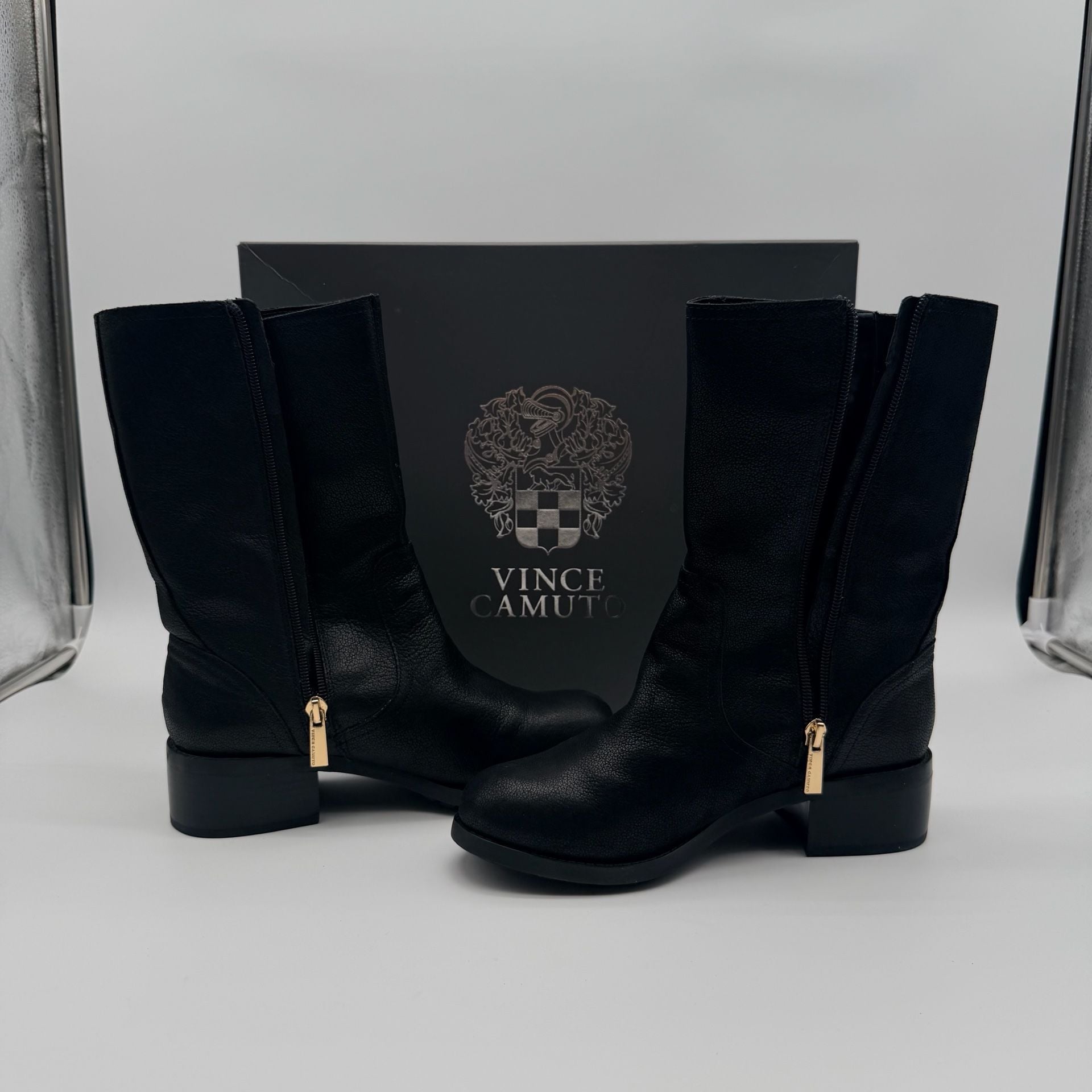 Vince Camuto Winchell Moto Boots Size 6.5M Black Leather 3