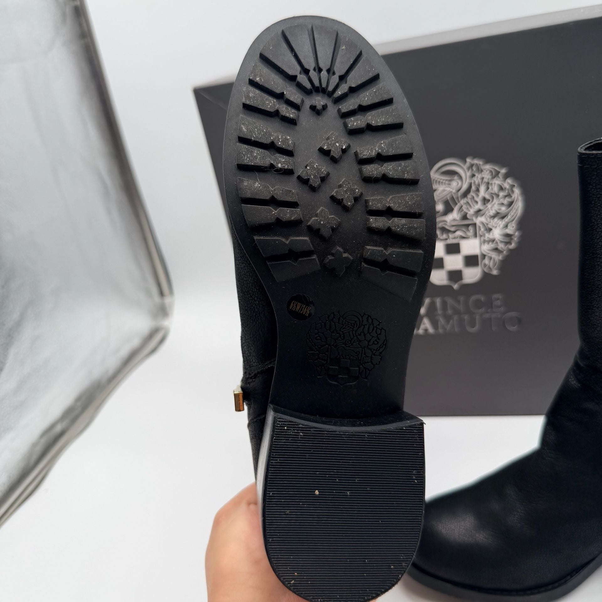 Vince Camuto Winchell Moto Boots Size 6.5M Black Leather 6