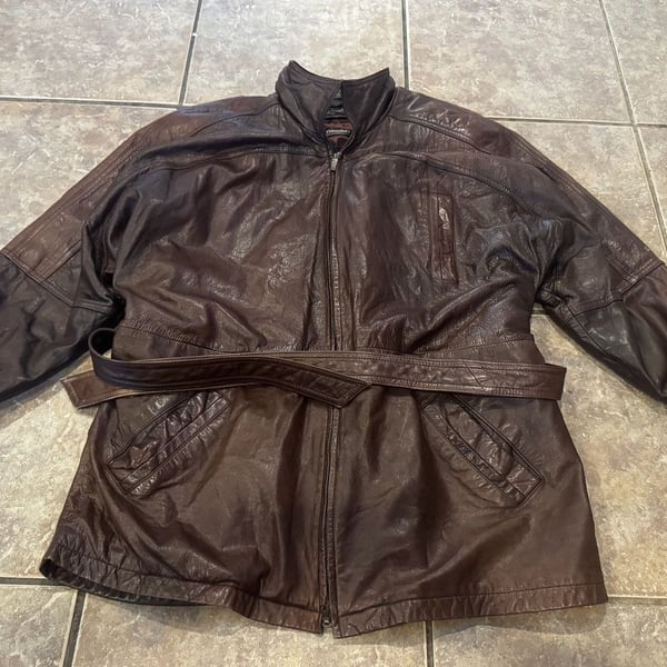 Vintage Wilsons Leather Jacket Size L Brown Thinsulate Belted Leather Coat