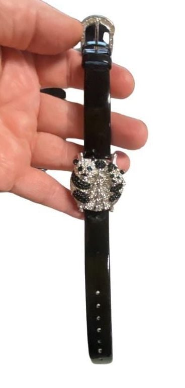 Victoria Wieck Crystal Panda Bear Quartz Watch Black wrist band green eyes 13