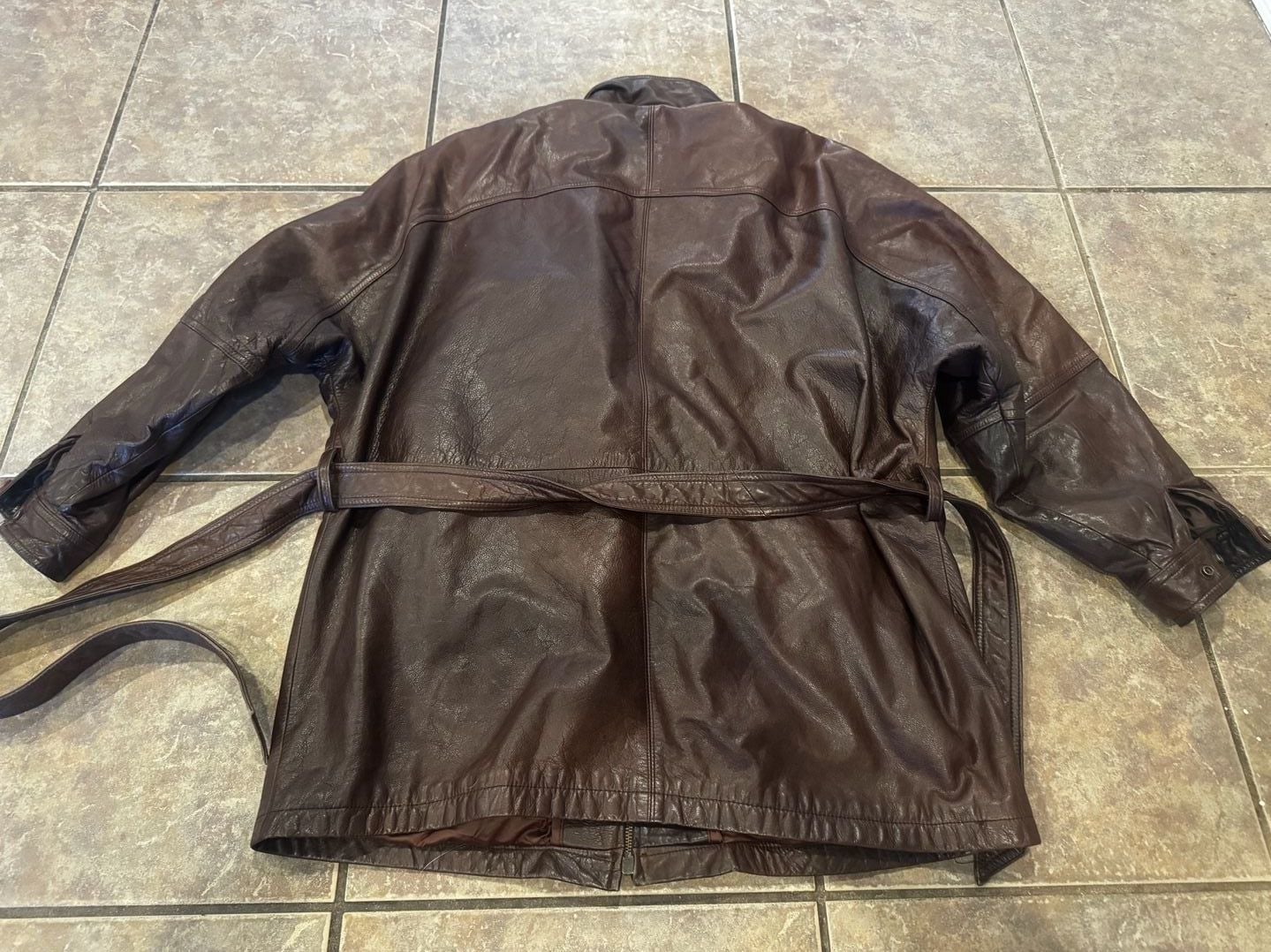 Vintage Wilsons Leather Jacket Size L Brown Thinsulate Belted Leather Coat 6