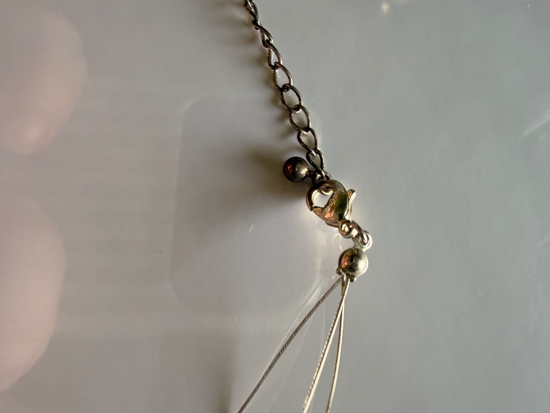 Vintage Multistrand Wire Necklace Yellow Silver Beads 5