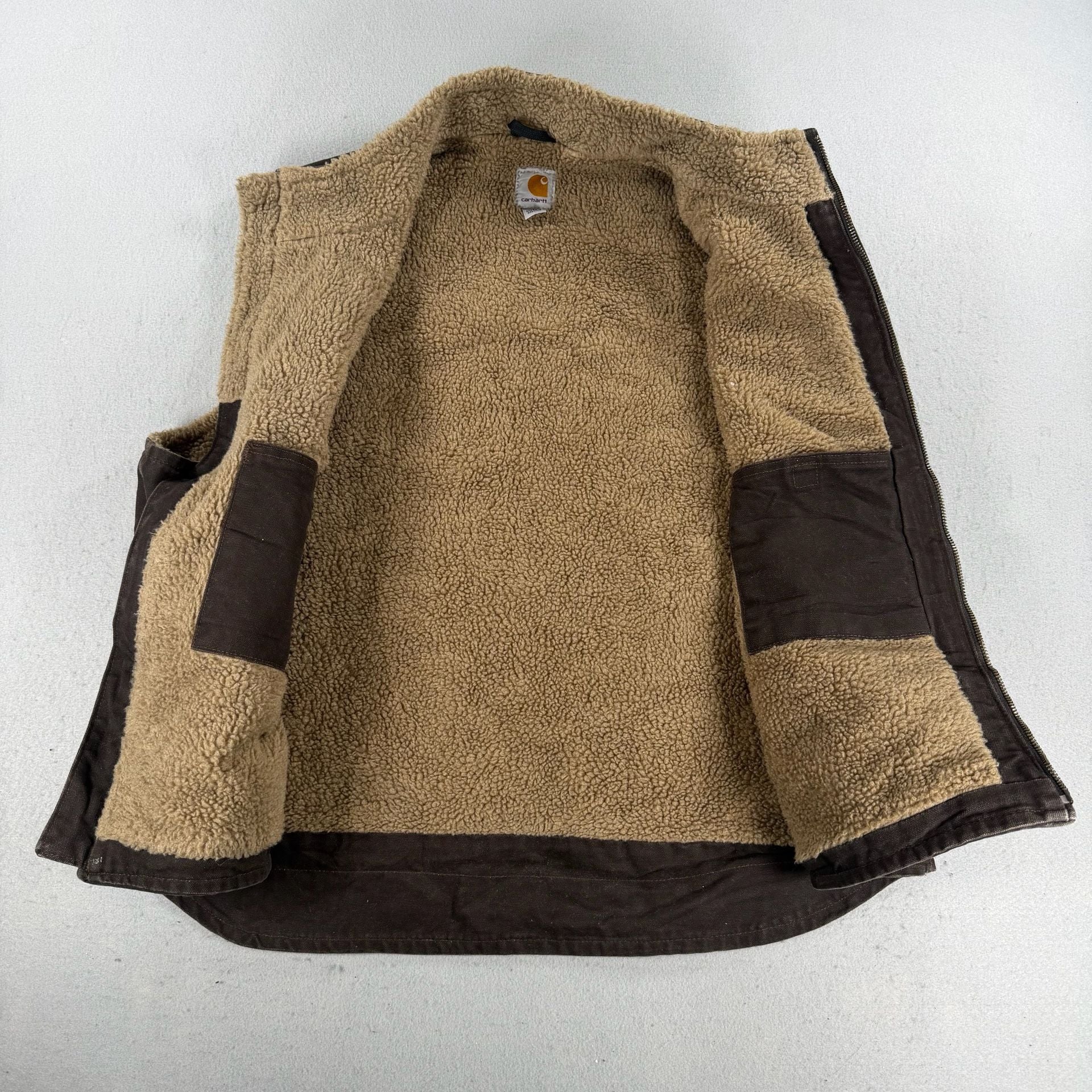 Vintage Carhartt Mock Neck Sherpa Lined Vest Brown XL 3