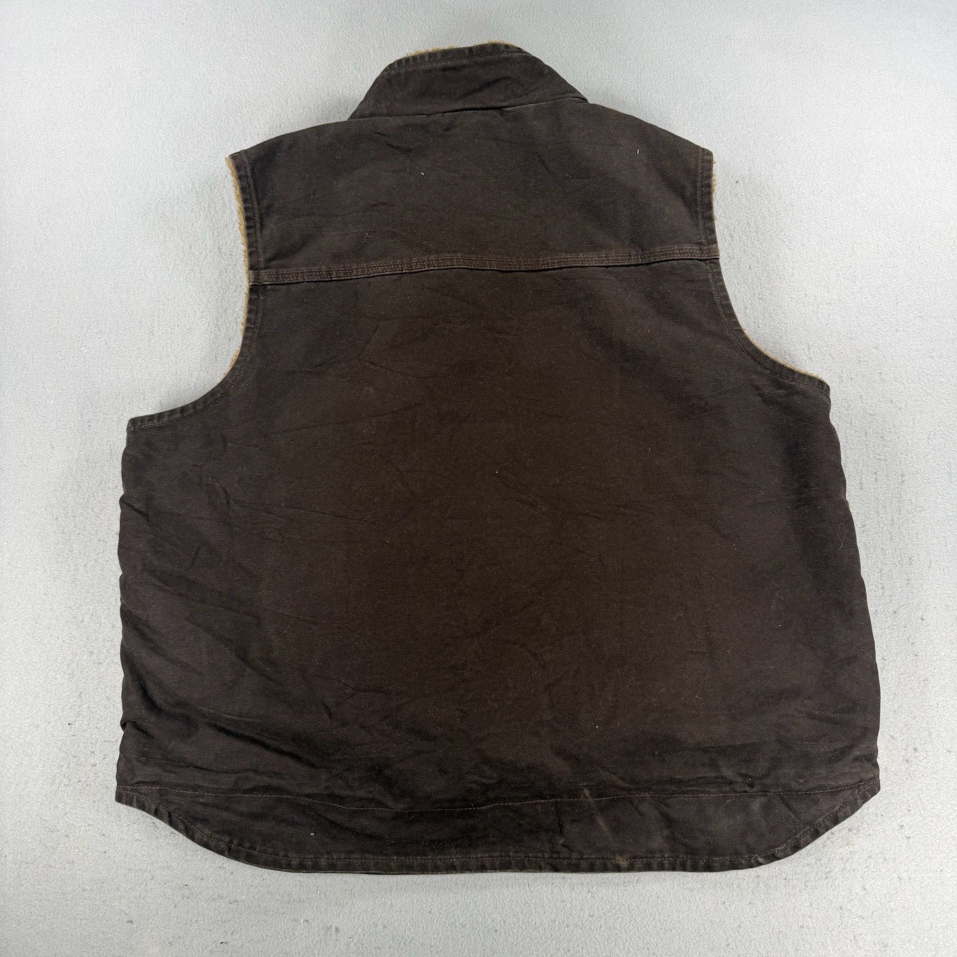 Vintage Carhartt Mock Neck Sherpa Lined Vest Brown XL 4