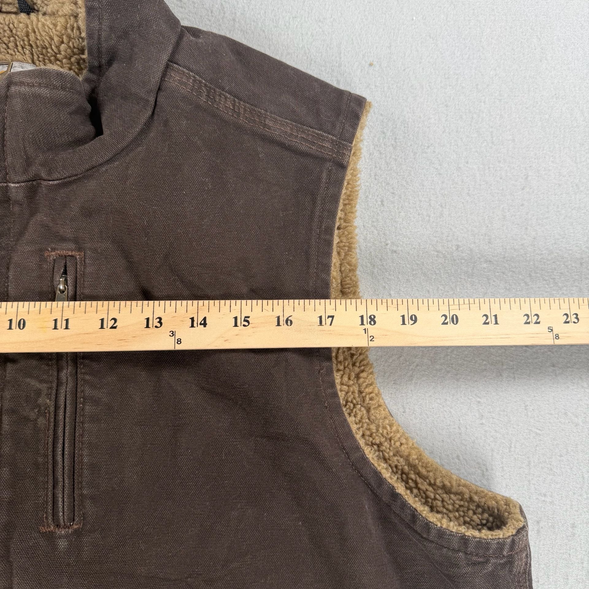 Vintage Carhartt Mock Neck Sherpa Lined Vest Brown XL 7