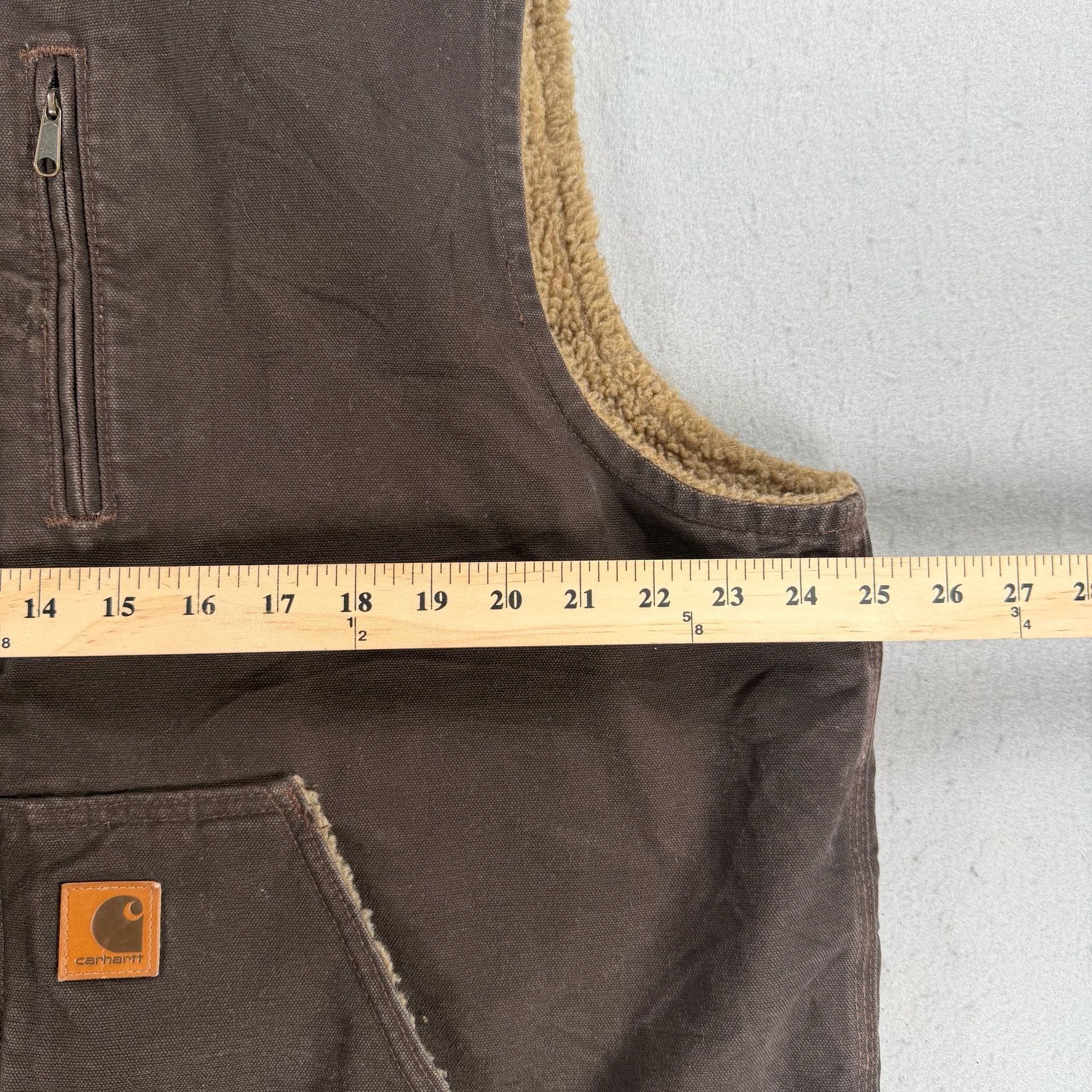 Vintage Carhartt Mock Neck Sherpa Lined Vest Brown XL 8