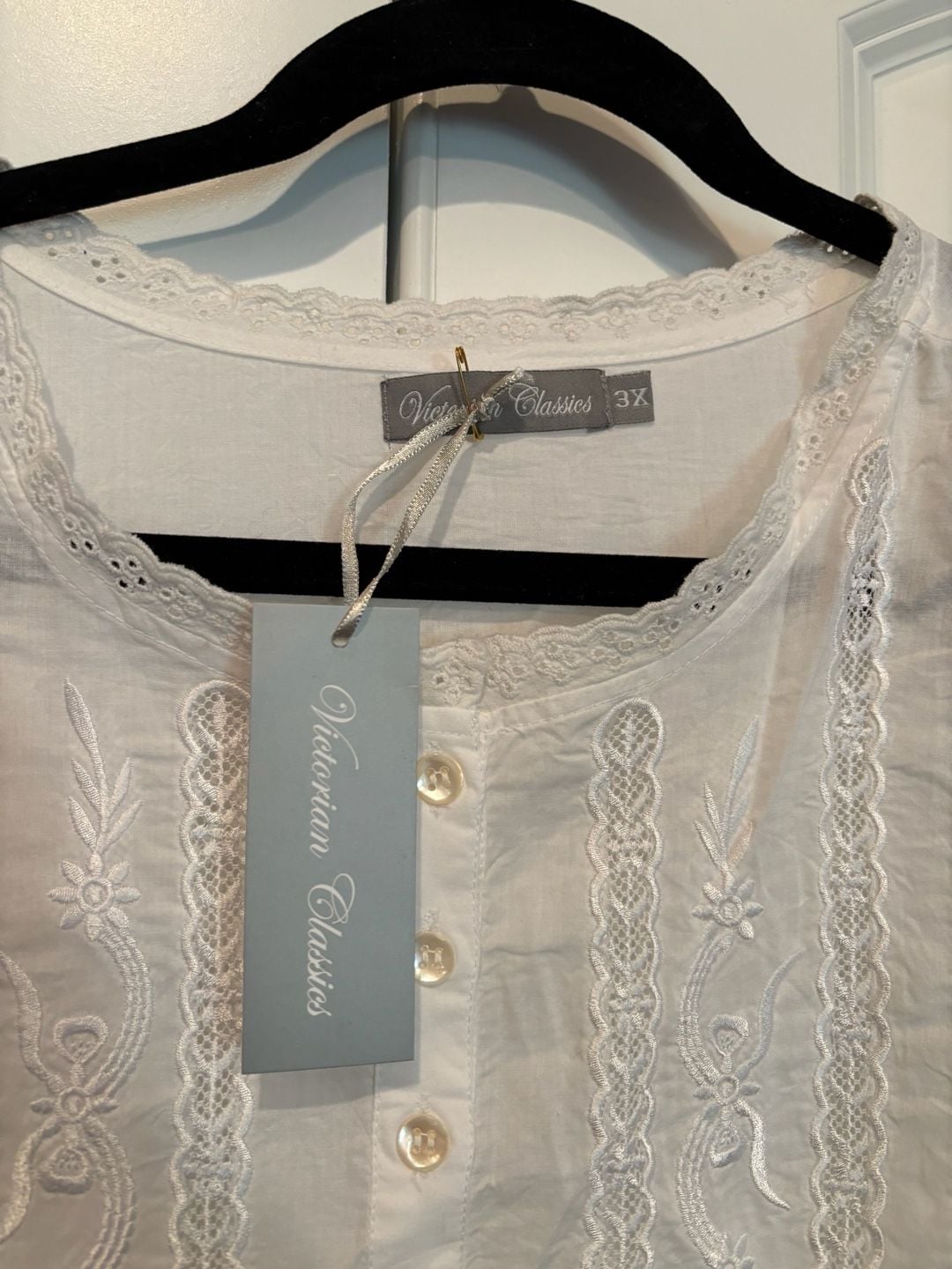 Victorian Classics Nightgown Size 3X White Cotton Lace 3