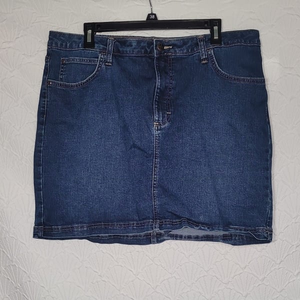 Lee Denim Skort Size 18 Blue Cotton Blend Mid Rise Mini Skirt